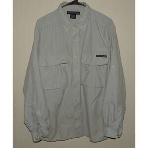 ExOfficio Men's Medium LS Poly/Nylon Vented Fishing Shirt Gray Roll Tab Sleeve